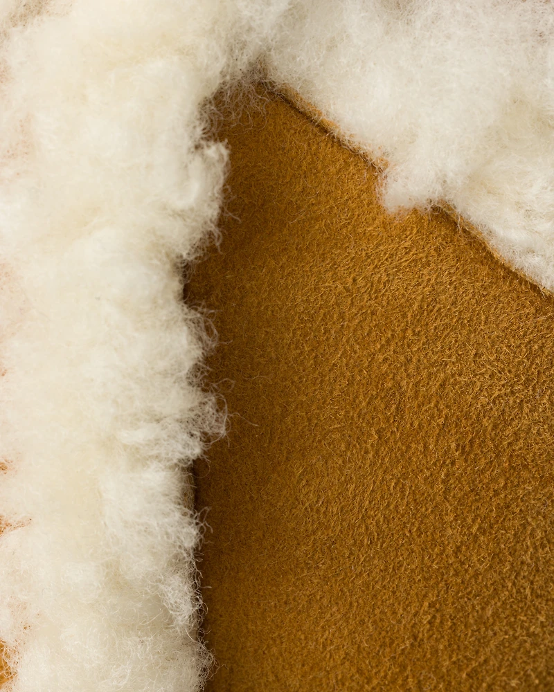 Suede shearling baseball cap