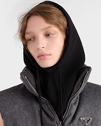 Wool and cashmere knit hood