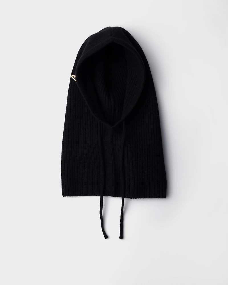 Wool and cashmere knit hood