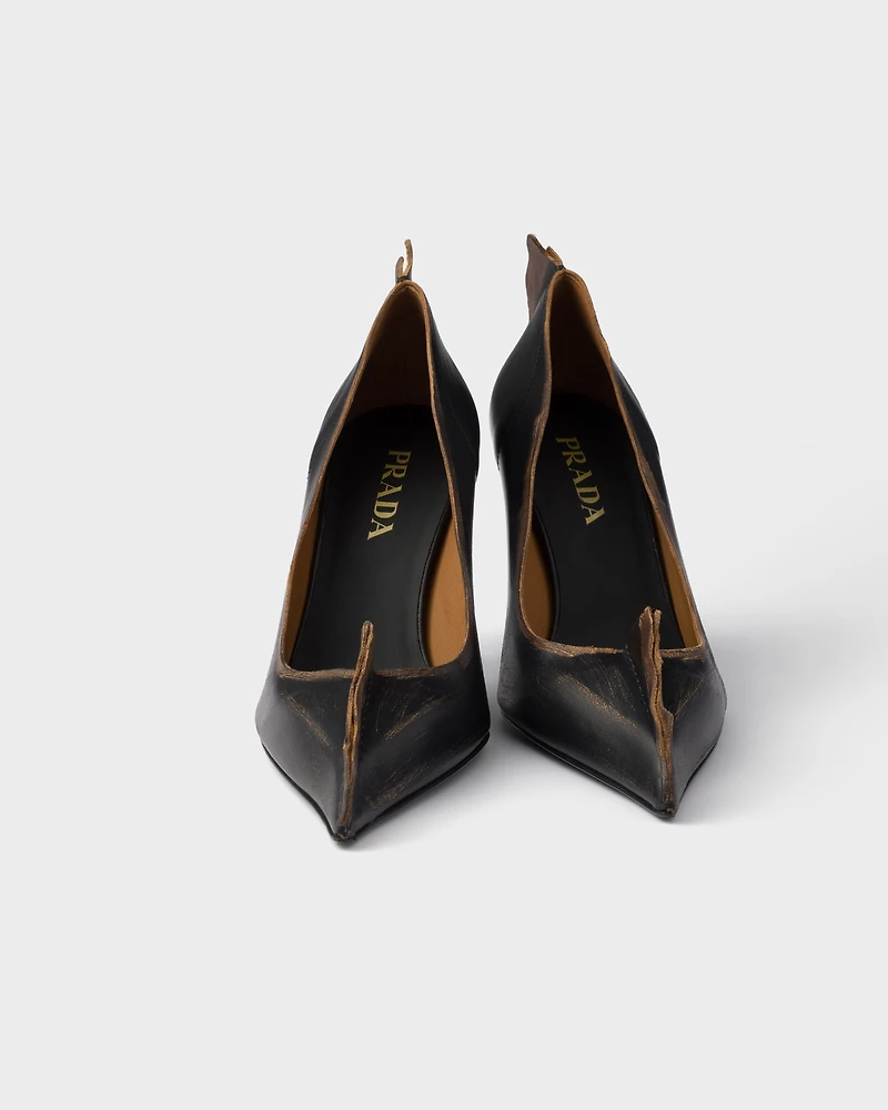 Antiqued leather pumps