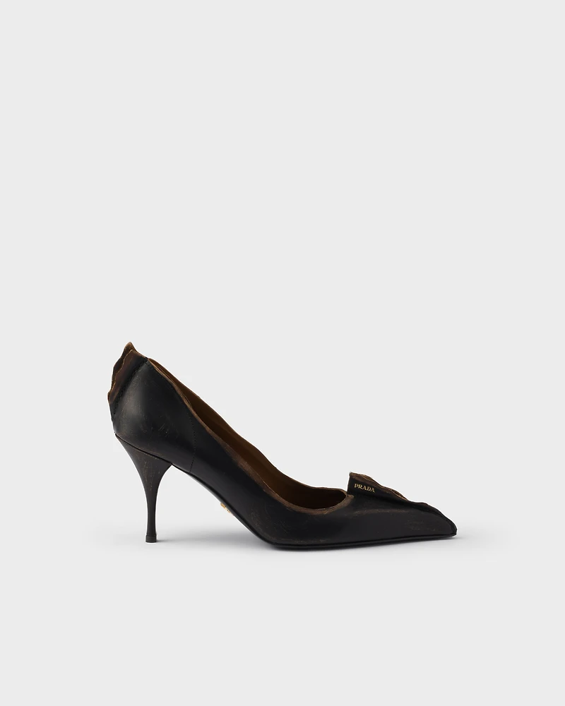 Antiqued leather pumps