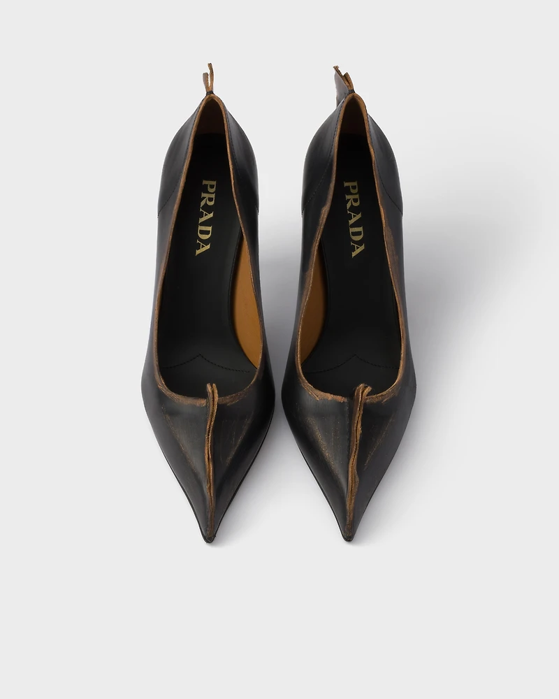 Antiqued leather pumps