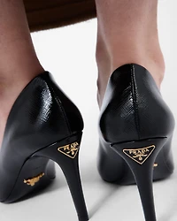 Patent Saffiano leather pumps