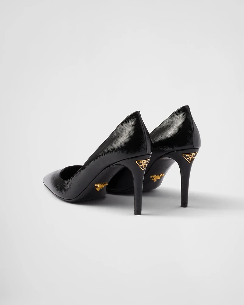 Patent Saffiano leather pumps