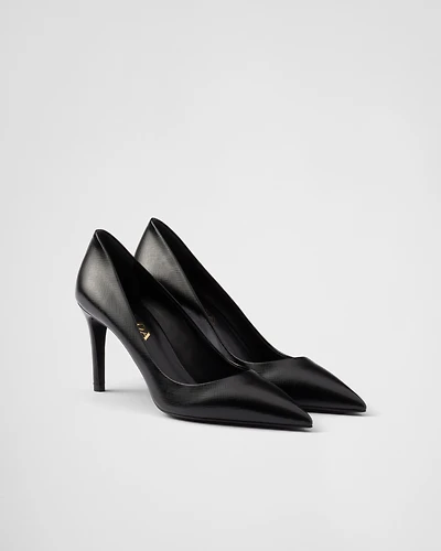 Patent Saffiano leather pumps