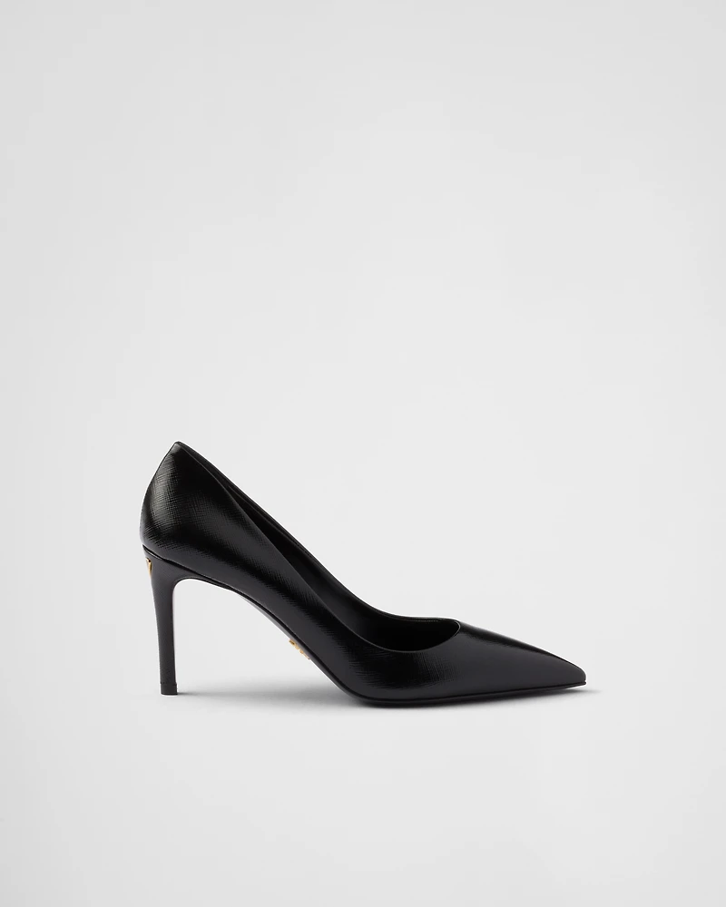 Patent Saffiano leather pumps