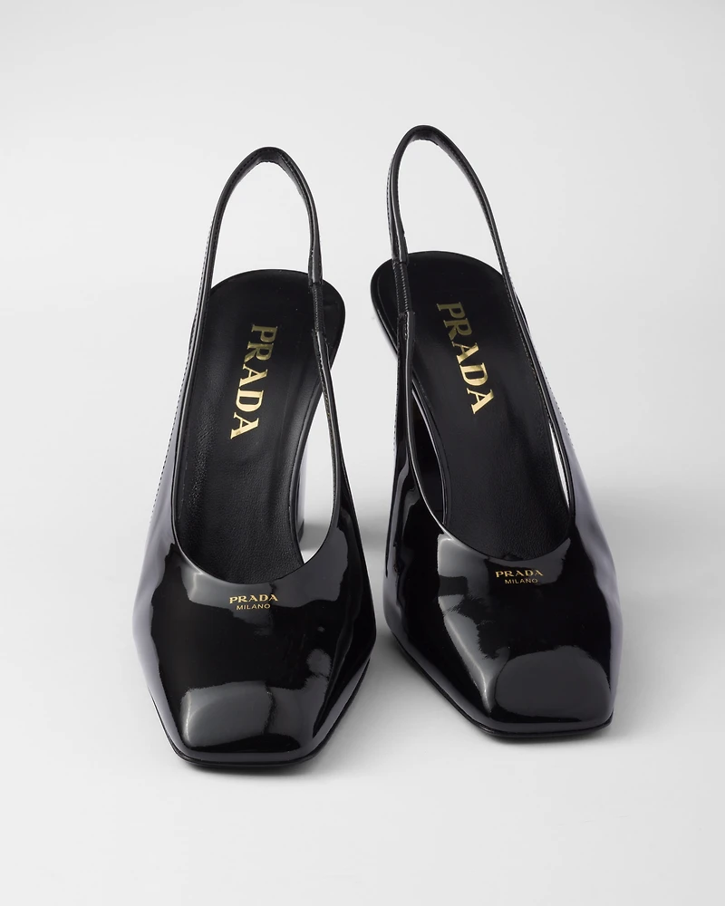 Patent leather slingback pumps
