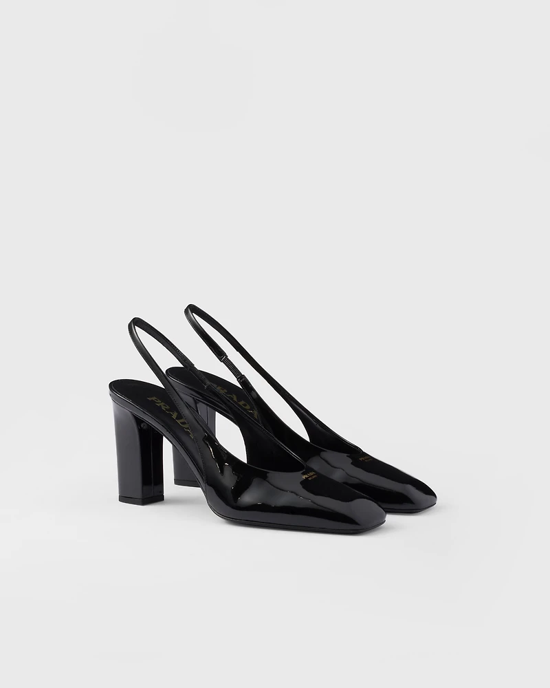 Patent leather slingback pumps