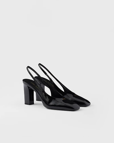 Patent leather slingback pumps