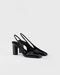 Patent leather slingback pumps