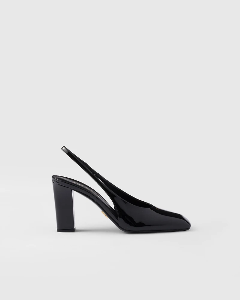 Patent leather slingback pumps