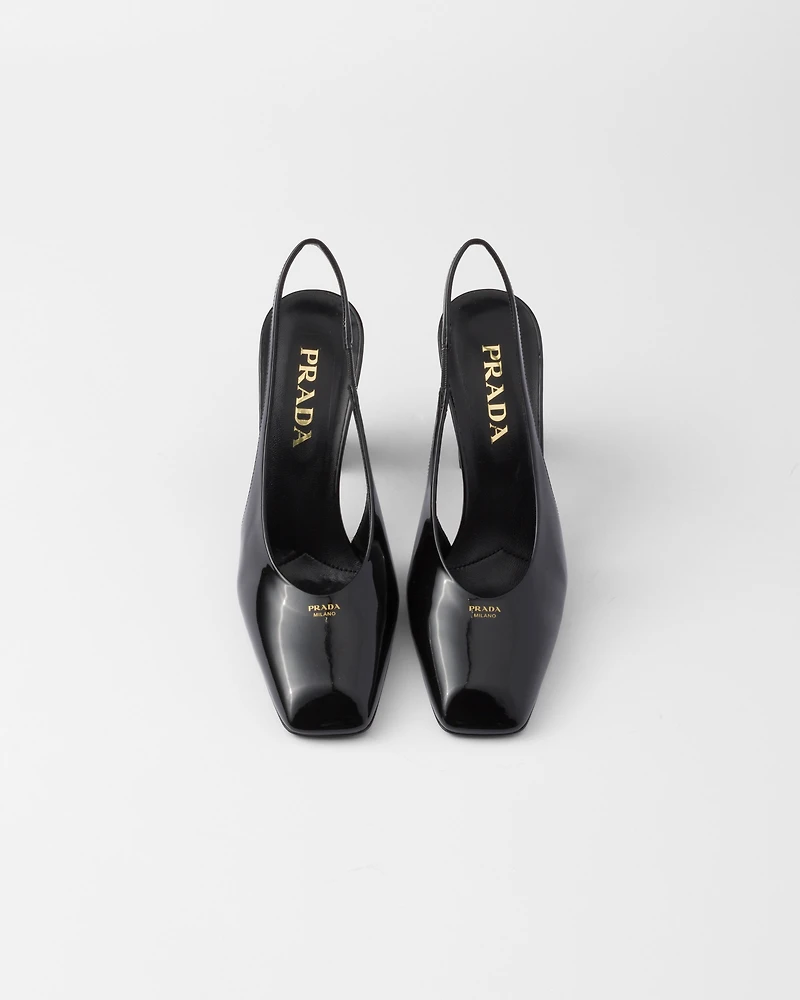 Patent leather slingback pumps