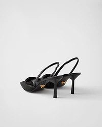 Mesh fabric slingback pumps