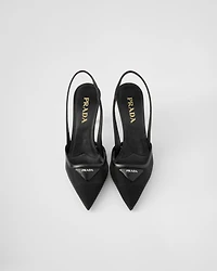 Mesh fabric slingback pumps