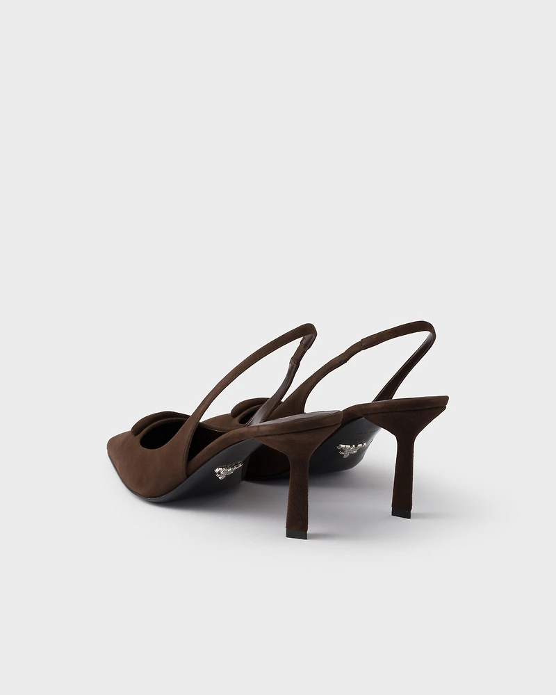 Suede slingback pumps