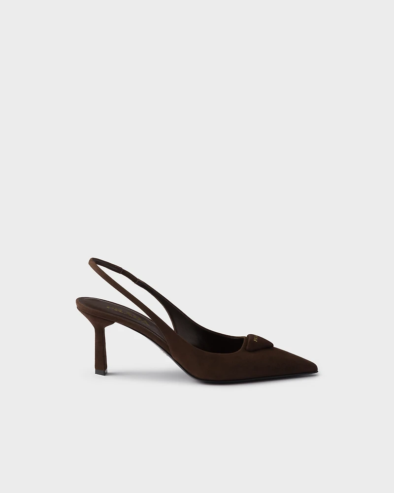 Suede slingback pumps