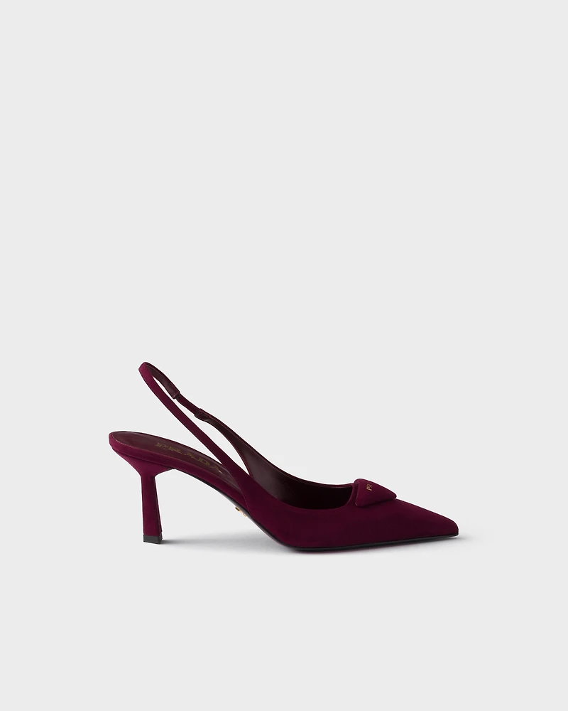 Suede slingback pumps