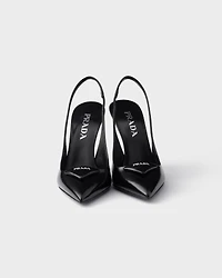 Brushed leather slingback pumps