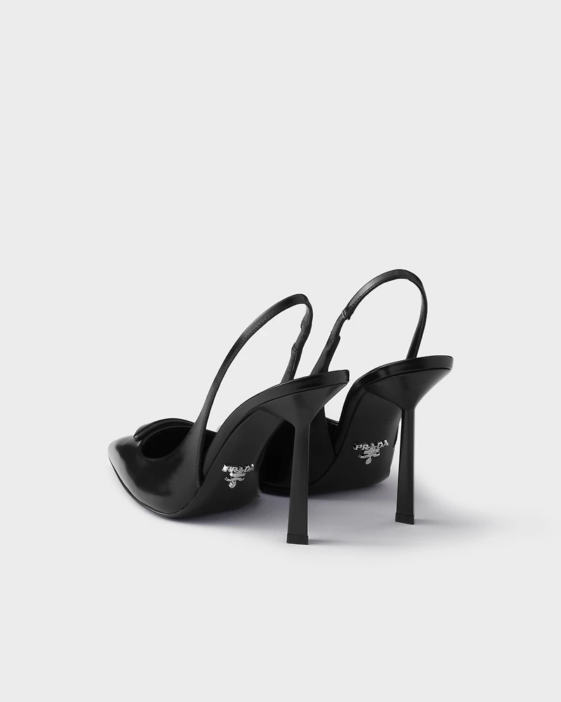 Brushed leather slingback pumps