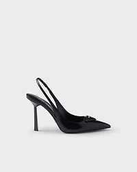 Brushed leather slingback pumps