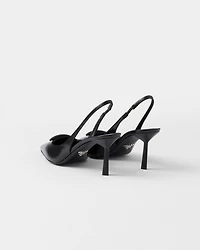 Brushed leather slingback pumps