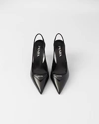 Brushed leather slingback pumps
