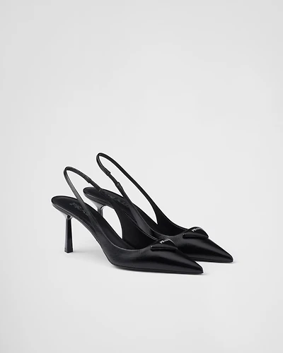 Saffiano patent leather slingback pumps