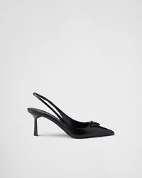 Saffiano patent leather slingback pumps