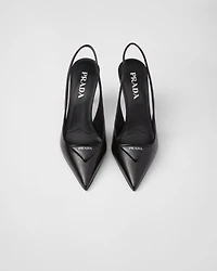 Saffiano patent leather slingback pumps