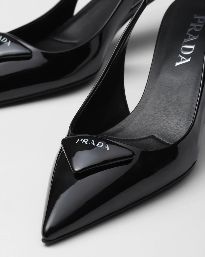 Patent leather slingback pumps
