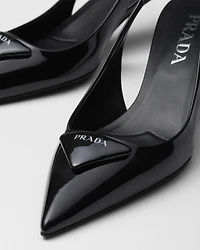 Patent leather slingback pumps