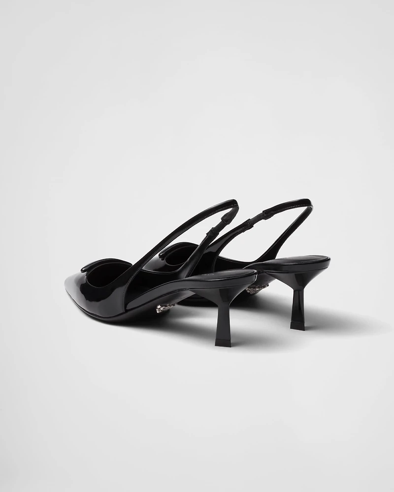 Patent leather slingback pumps