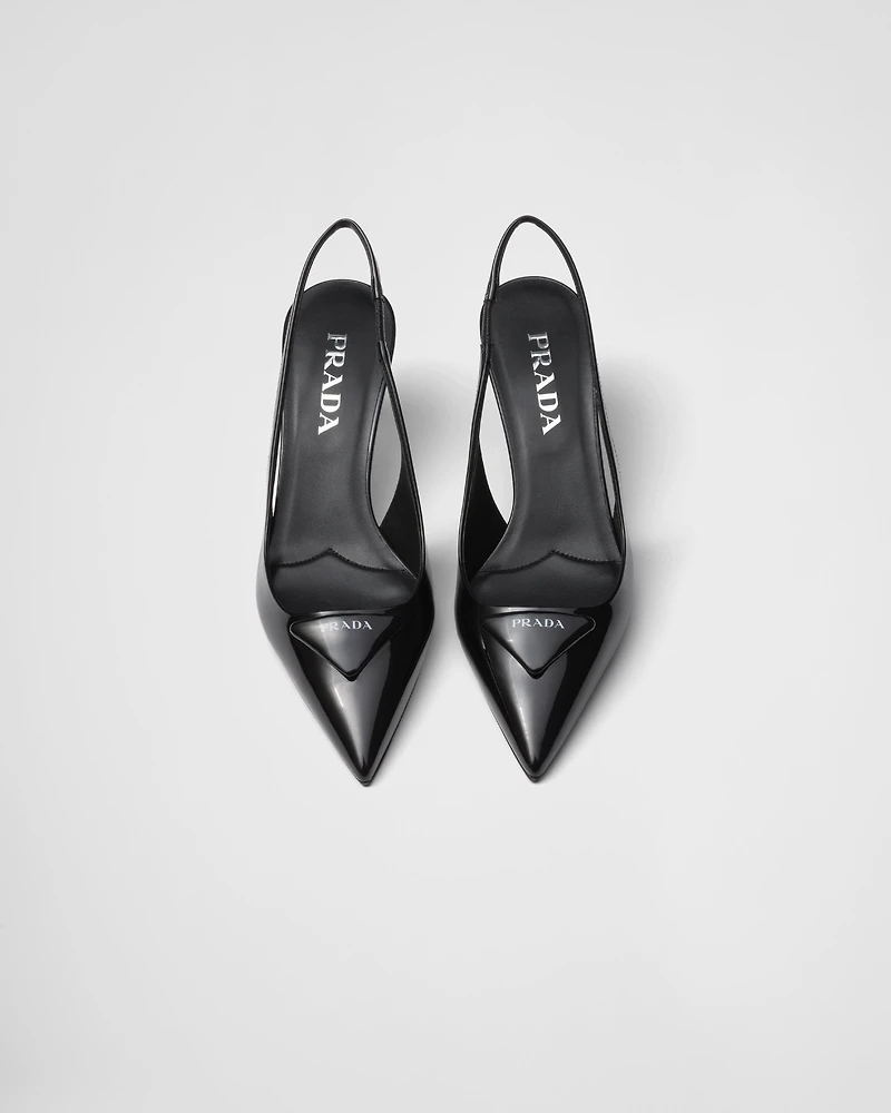 Patent leather slingback pumps