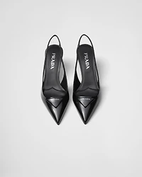 Patent leather slingback pumps