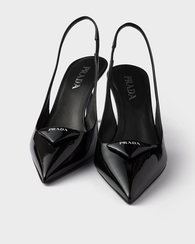 Patent leather slingback pumps
