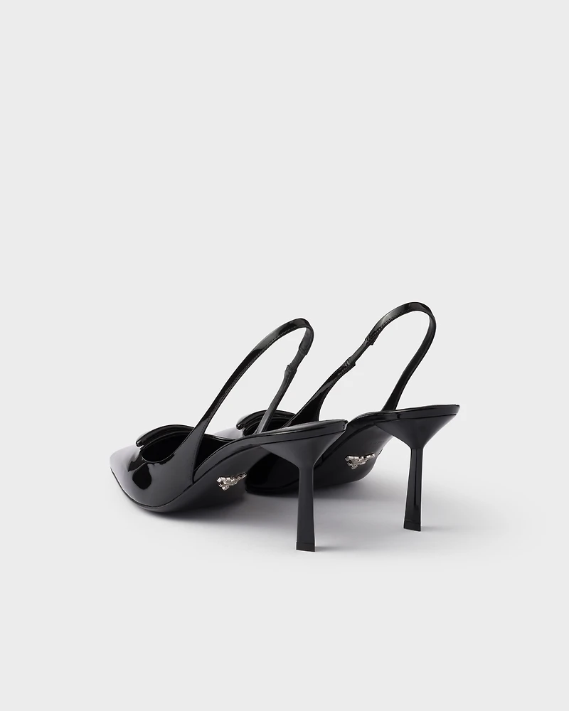 Patent leather slingback pumps