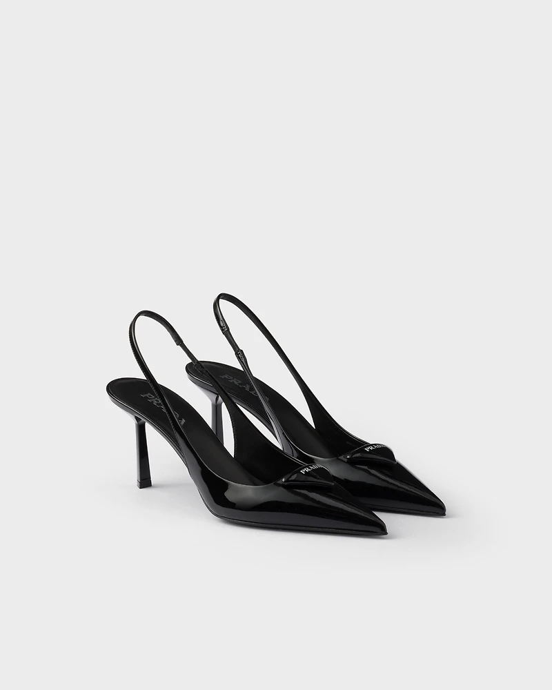 Patent leather slingback pumps