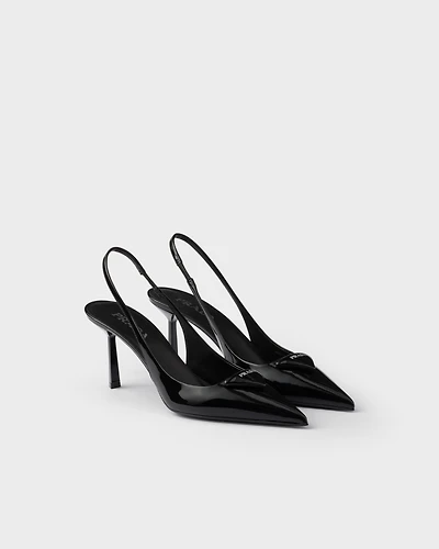 Patent leather slingback pumps