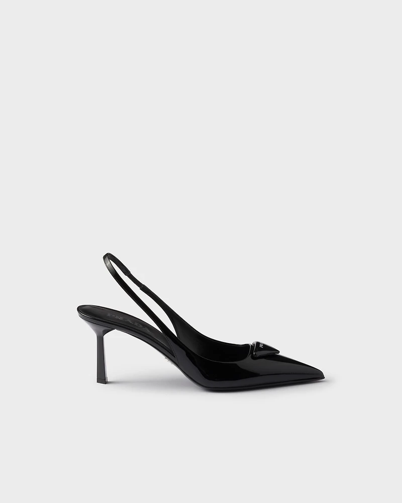 Patent leather slingback pumps