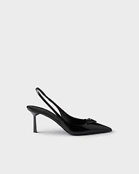 Patent leather slingback pumps