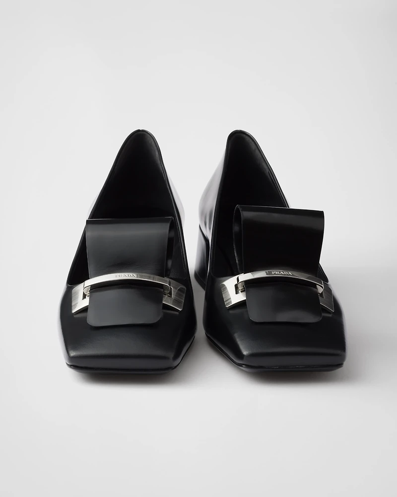 Brushed leather pumps