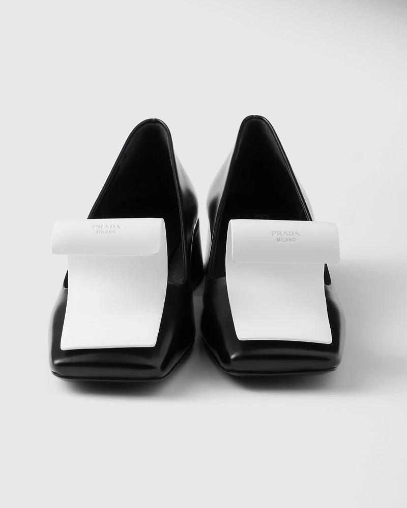 Two-tone brushed leather pumps