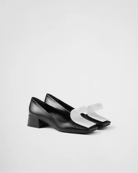 Two-tone brushed leather pumps