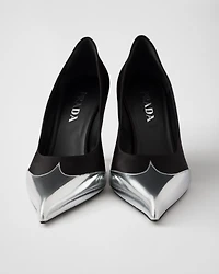 Satin and metallic leather pumps