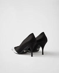 Satin and metallic leather pumps