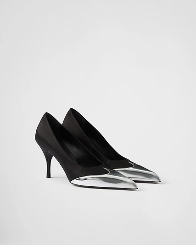 Satin and metallic leather pumps