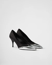 Satin and metallic leather pumps
