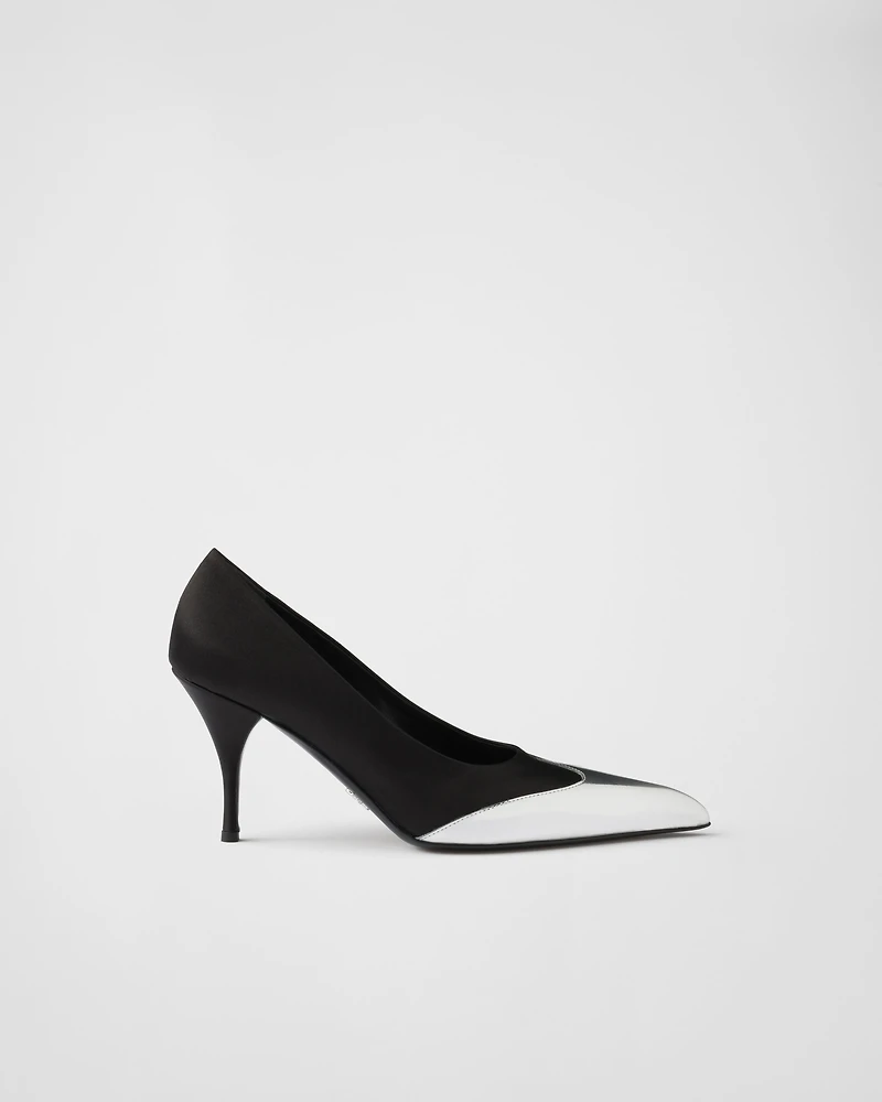 Satin and metallic leather pumps