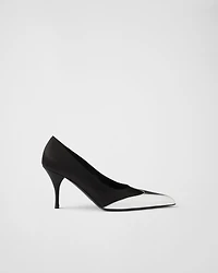 Satin and metallic leather pumps
