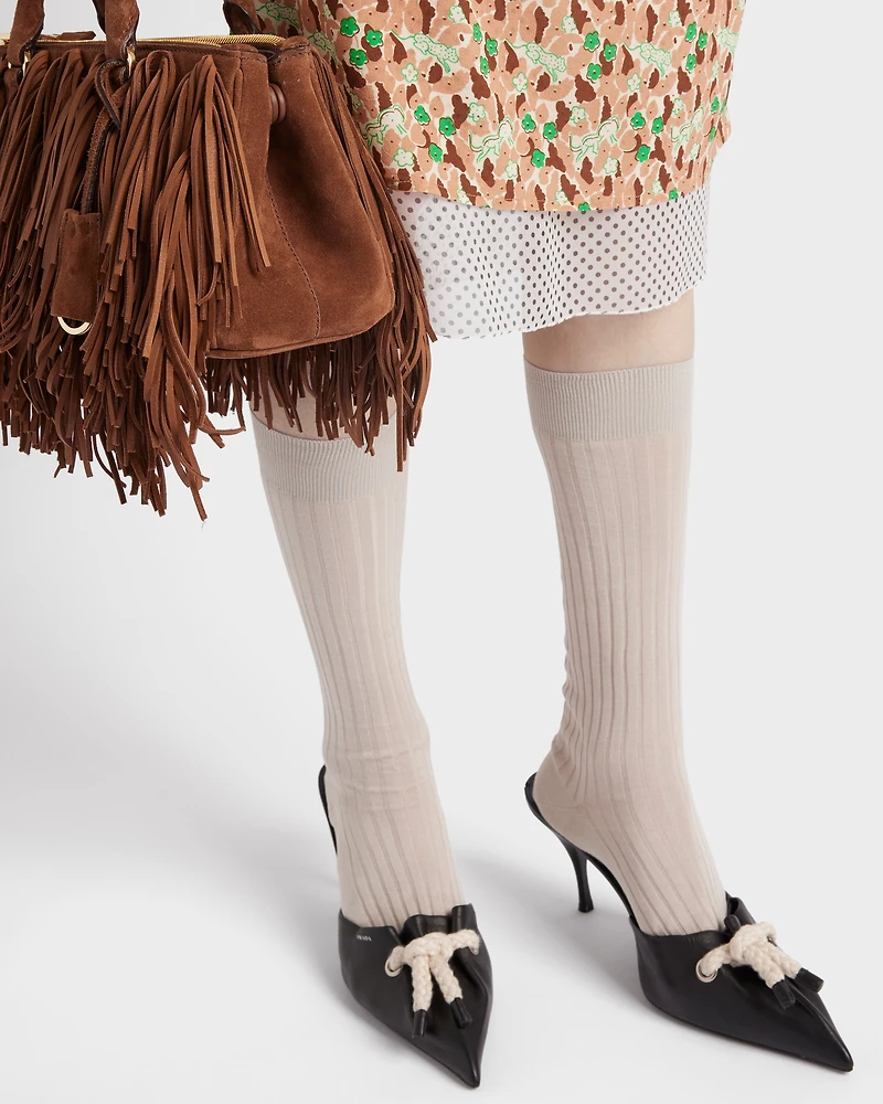 Nappa leather mules with cord detail